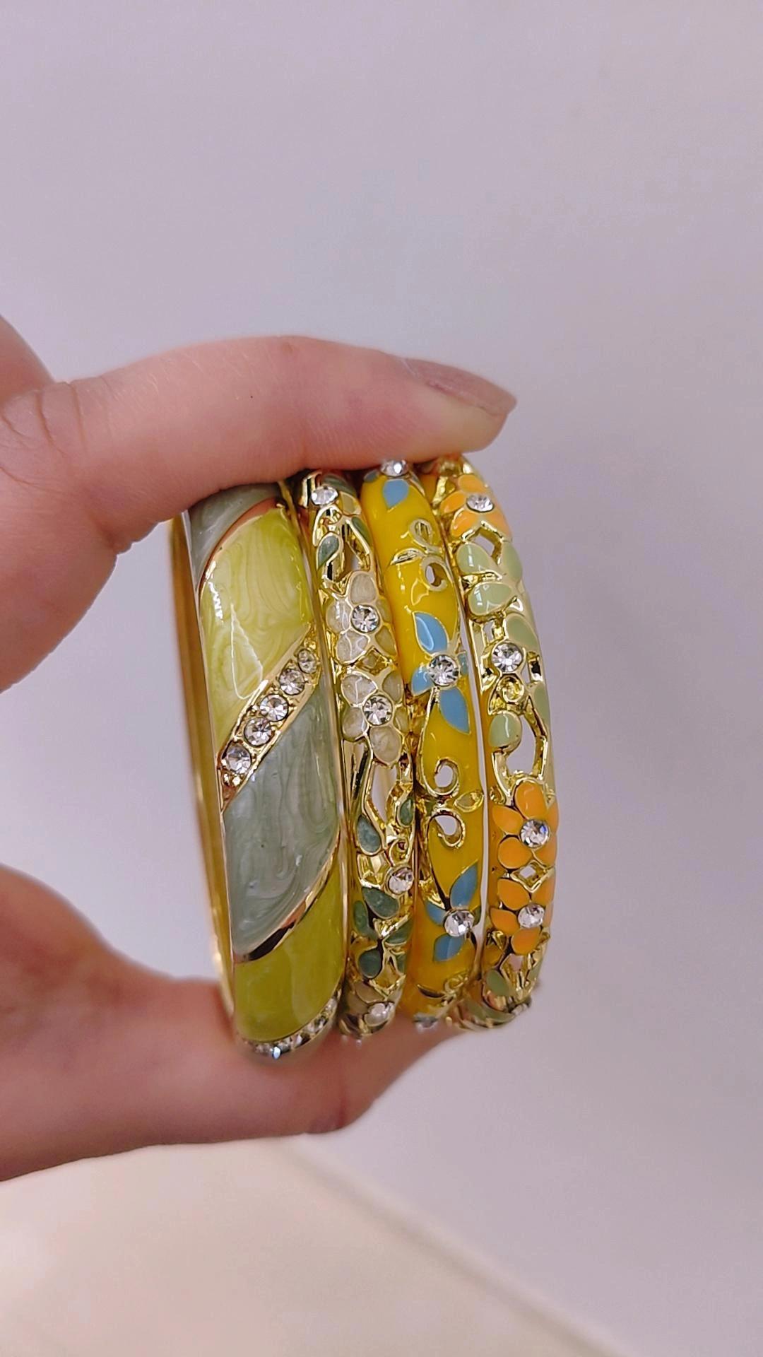 Haldi Hues Stack(Set of 4 bangles)