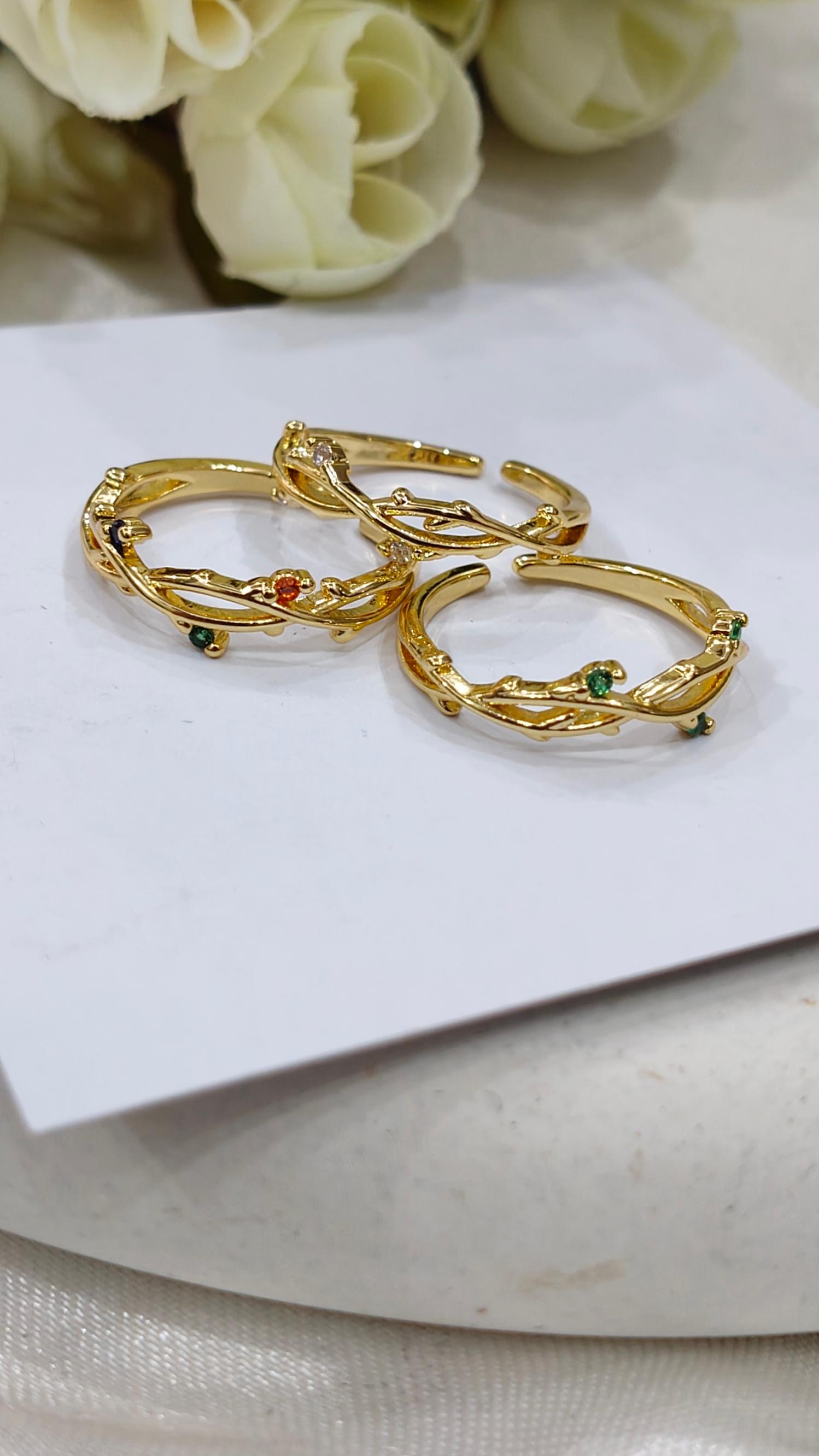 Gold Earrings with Gems