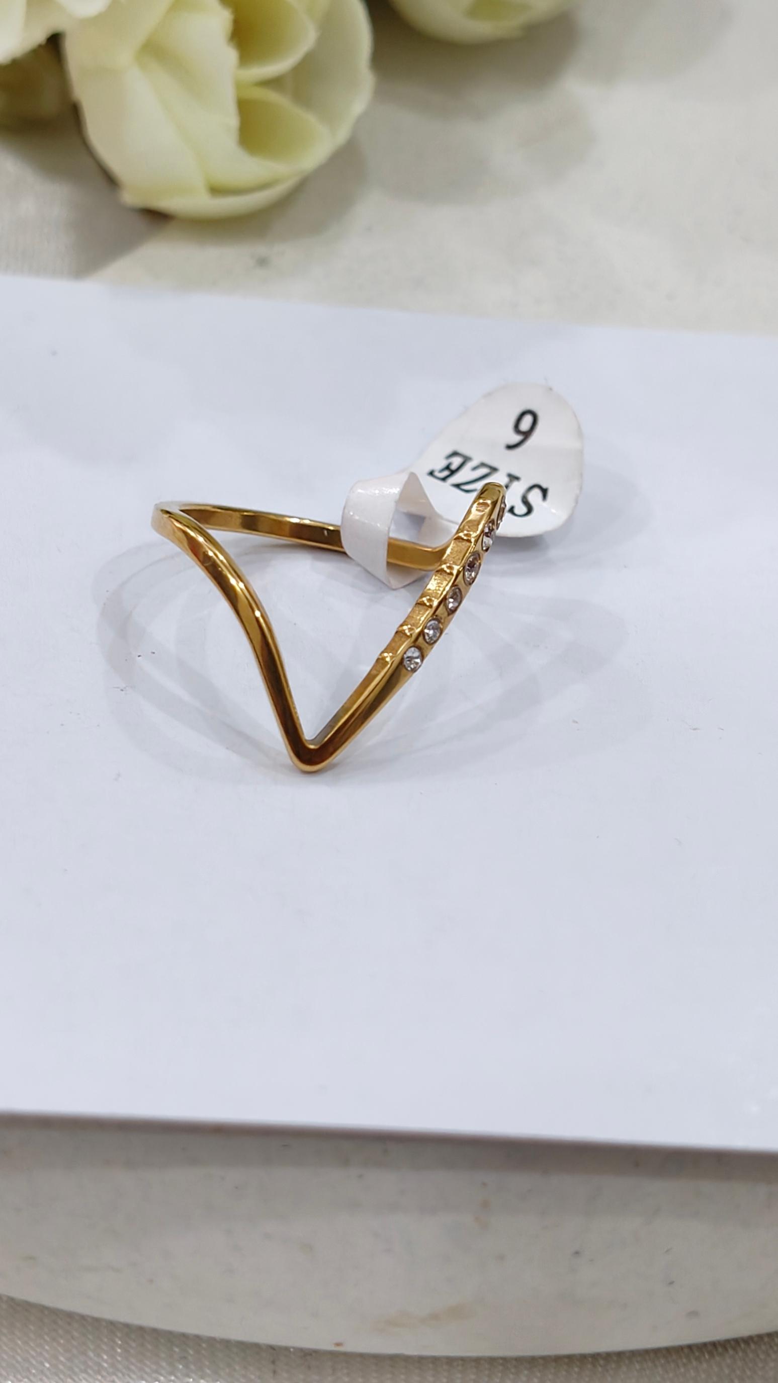 Vera Chevron Crystal Ring